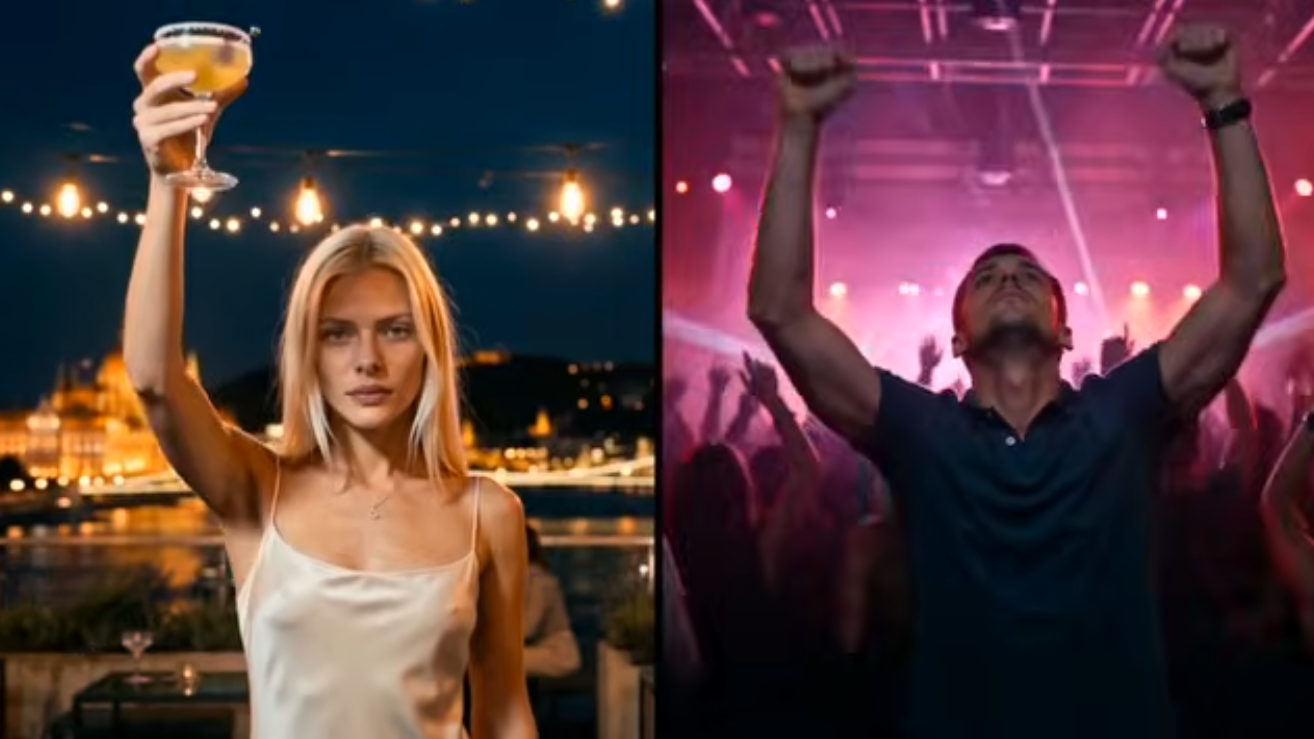Rooftop and club split screen